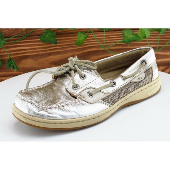 Sperry Top-Sider Size 7 M Light‎ Gold Boat Shoe Shoes Leather Women - Picture 1 of 9